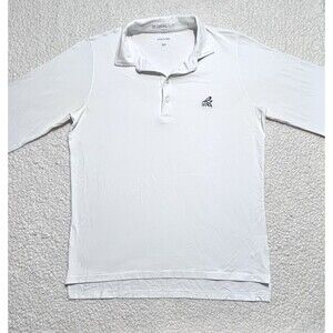 B. Draddy Men's M Long Sleeve Golf Polo Shirt White Peruvian Pima Cotton 1916
